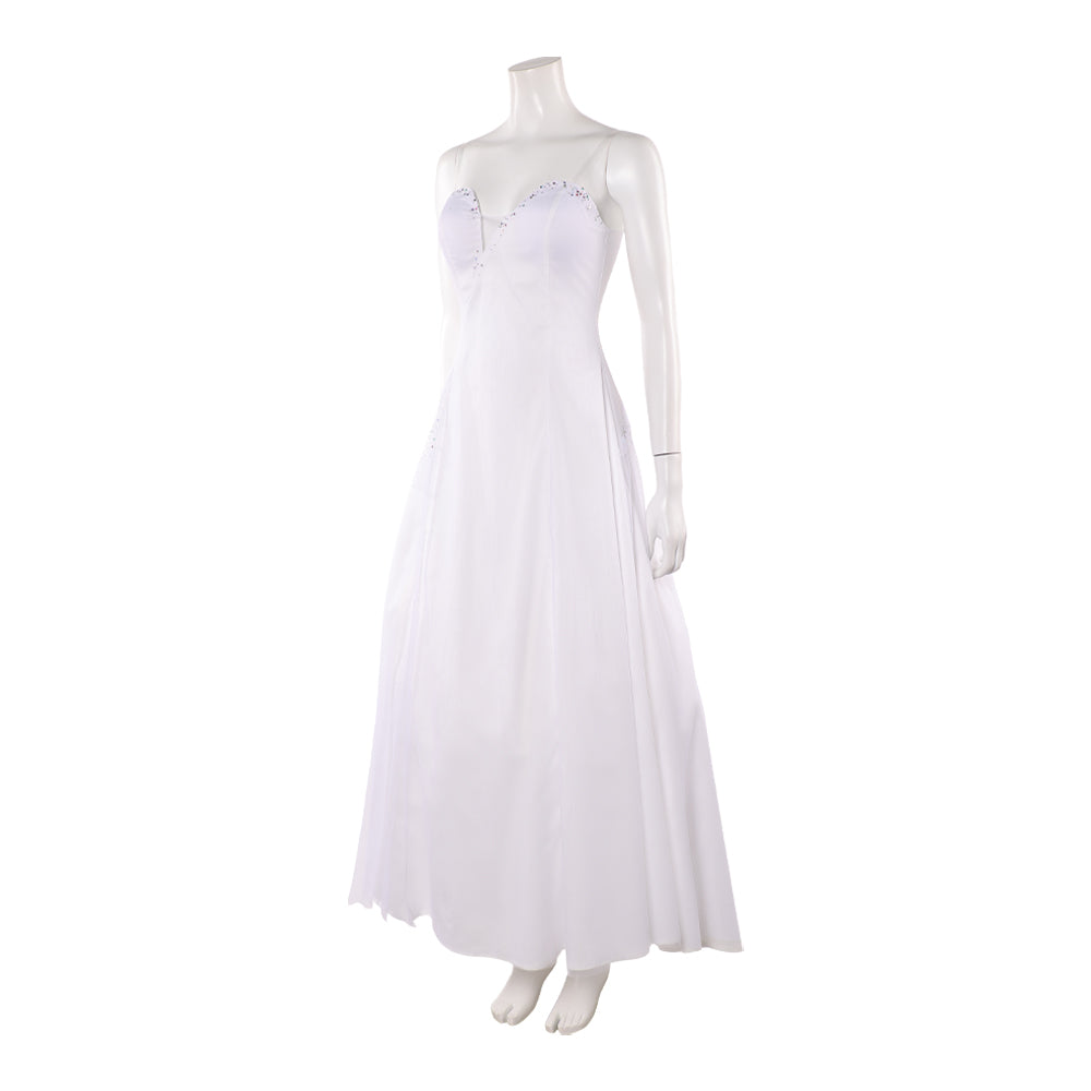 Wicked: For Good(2025) Glinda Robe Blanche sans Bretelles Cosplay Costume