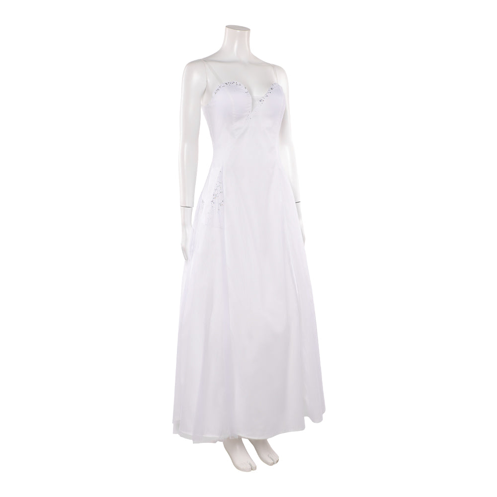Wicked: For Good(2025) Glinda Robe Blanche sans Bretelles Cosplay Costume