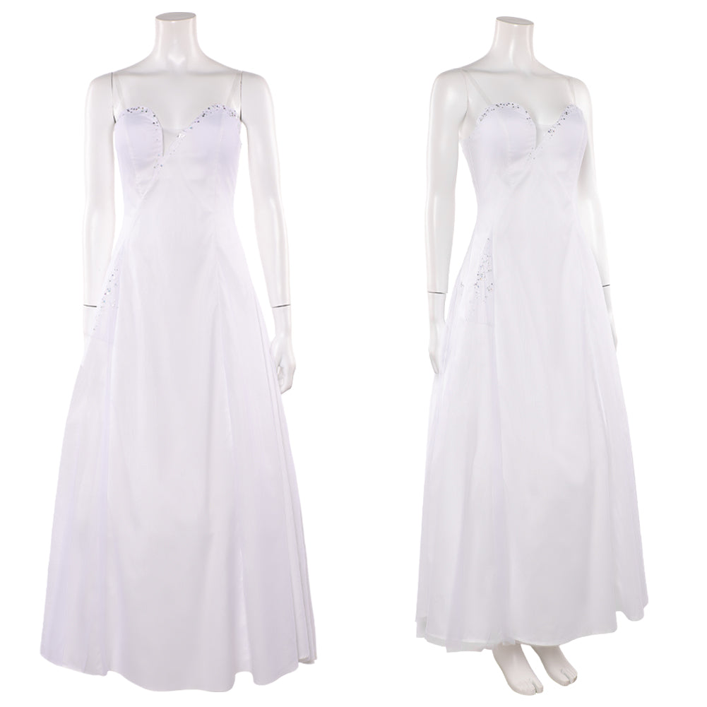 Wicked: For Good(2025) Glinda Robe Blanche sans Bretelles Cosplay Costume