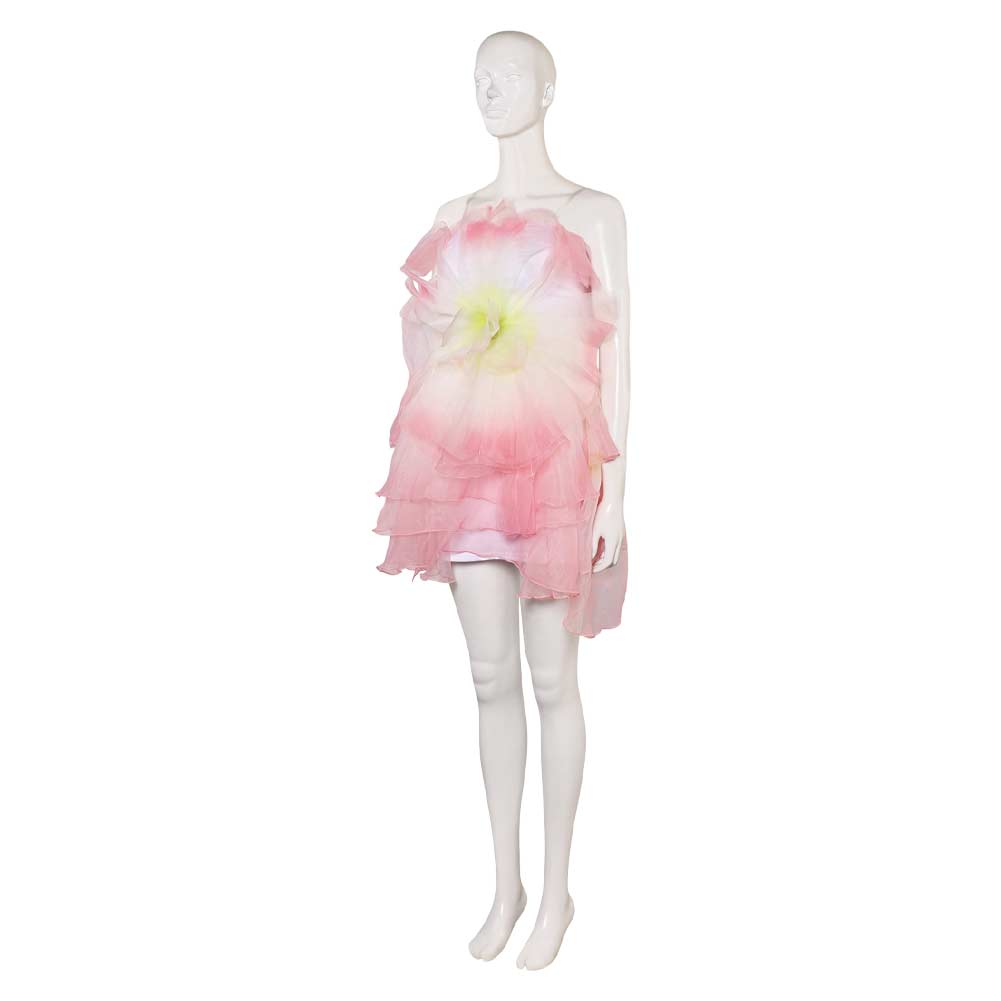 Wicked(2024) Glinda Robe en Forme de Fleurs Rose Cosplay Costume