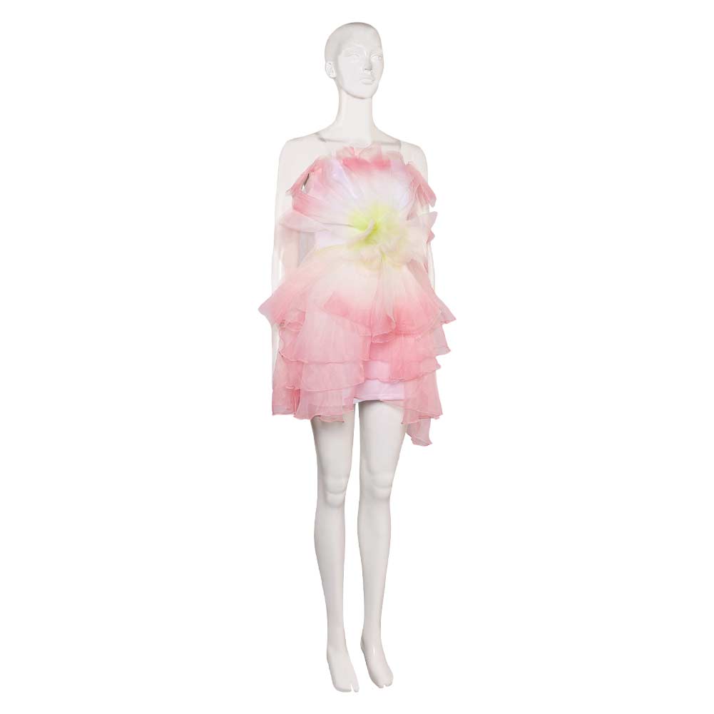 Wicked(2024) Glinda Robe en Forme de Fleurs Rose Cosplay Costume