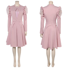 Wicked(2024) Glinda Robe Rose à Manches Bouffantes Cosplay Costume