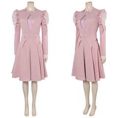 Wicked(2024) Glinda Robe Rose à Manches Bouffantes Cosplay Costume