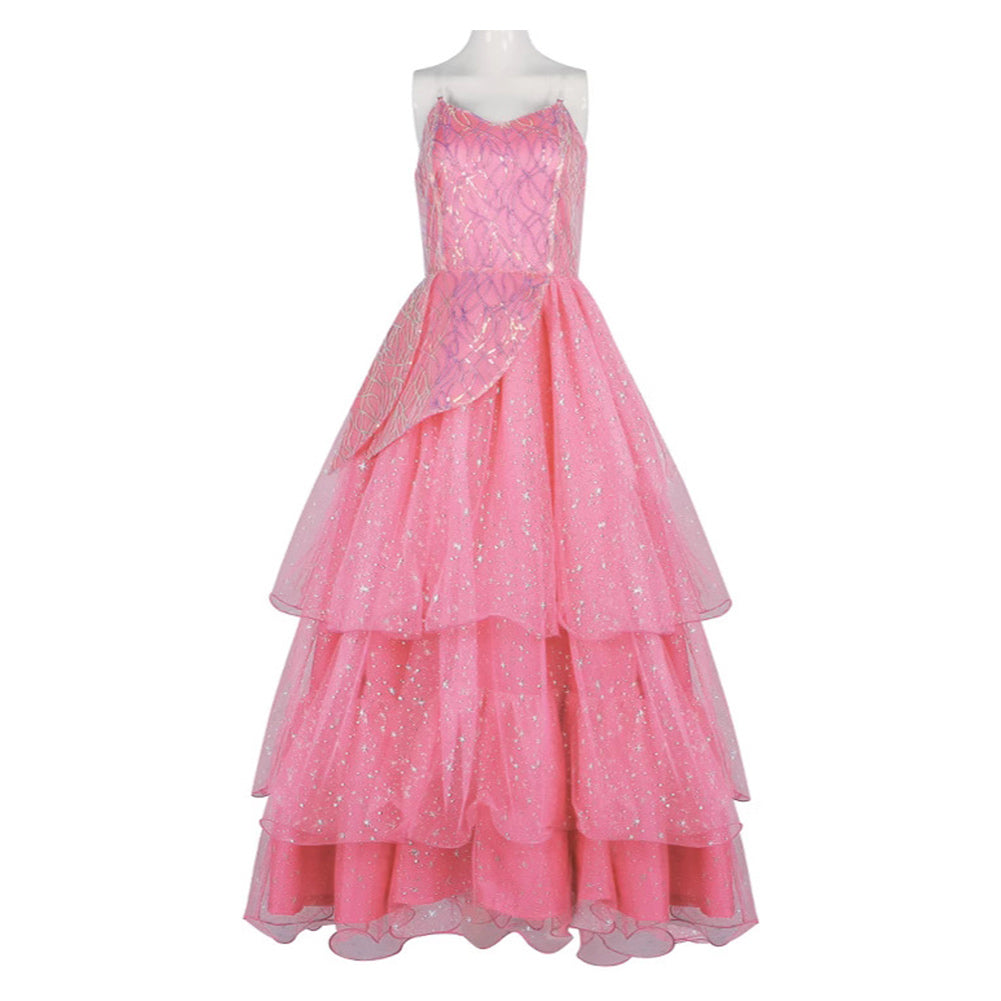 Wicked(2024) Glinda Robe Tube Rose Cosplay Costume