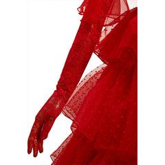 Adulte Beetlejuice Beetle Juice Lydia  Mariée Rouge Robe Cosplay Costume Ver.A