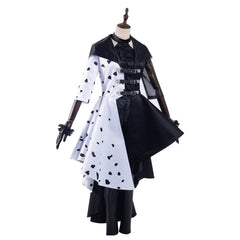 Cruella Cruella de Vil Robe Blanche et Noire Cosplay Costume