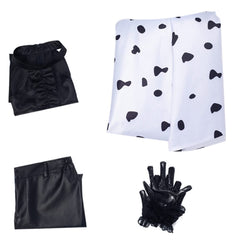 Cruella Cruella de Vil Robe Blanche et Noire Cosplay Costume