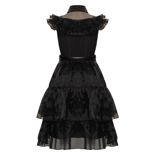 Enfant La Famille Addams 2 Mercredi Boule Noir Robe Cosplay Costume Carnaval