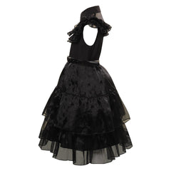 Enfant La Famille Addams 2 Mercredi Boule Noir Robe Cosplay Costume Carnaval