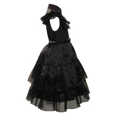 Enfant La Famille Addams 2 Mercredi Boule Noir Robe Cosplay Costume Carnaval