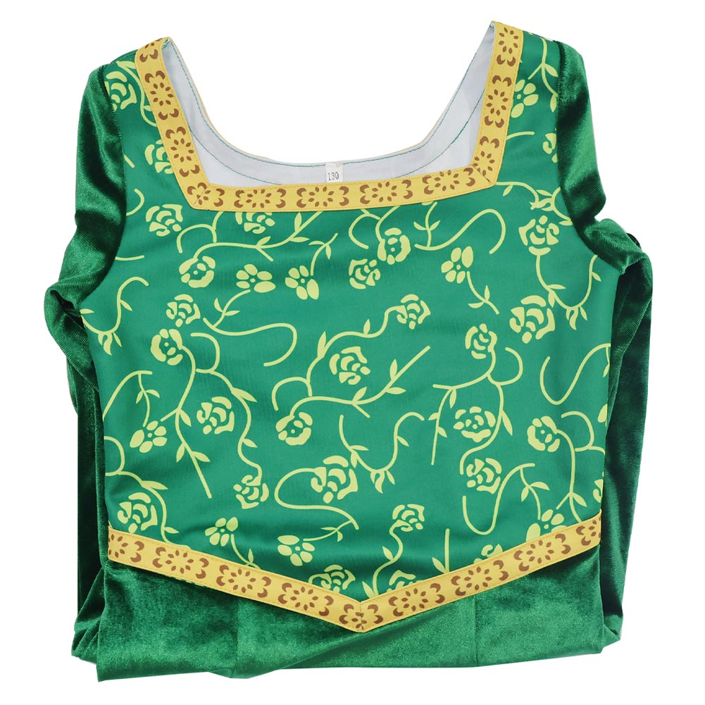 Enfant Shrek Film Princess Fiona Robe Vert Cosplay Costume