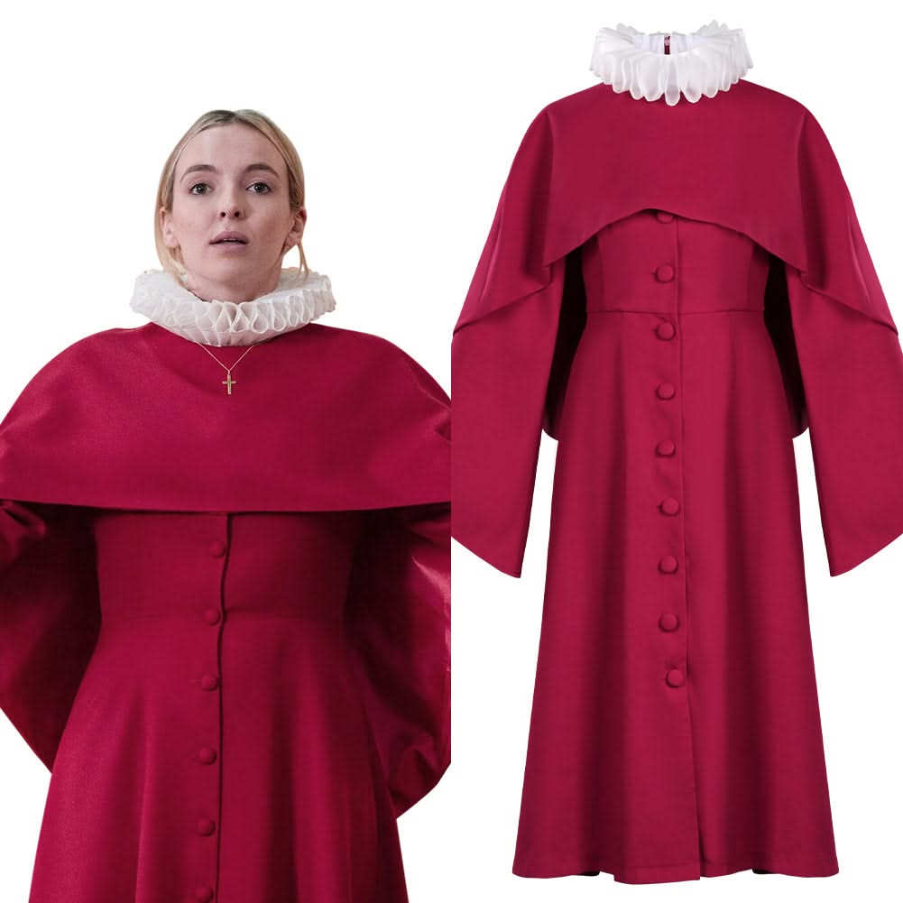 Killing Eve Saison 4: Villanell Uniforme de Prêtre Rouge Cosplay Costume
