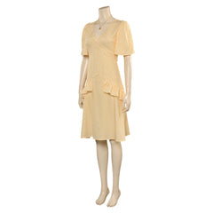 2023 Film Barbie Margot Robbie Barbie Robe Jaune avec Collier Cosplay Costume