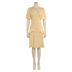 2023 Film Barbie Margot Robbie Barbie Robe Jaune avec Collier Cosplay Costume