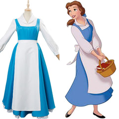 La Belle et La Bête Belle Robe et Tablier Cosplay Costume Bleu