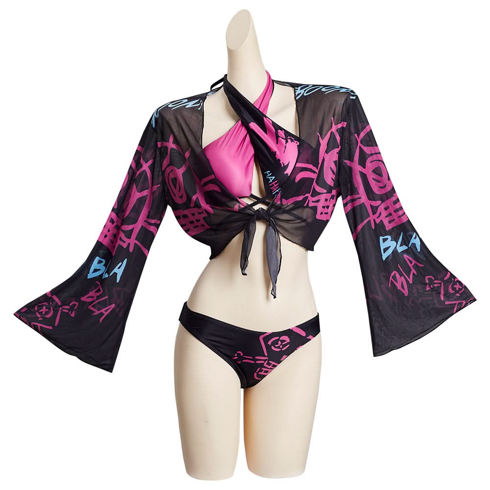 League of Legends LoL Jinx Design Original Tops et Shorts Design Original Maillot De Bain- Cossky