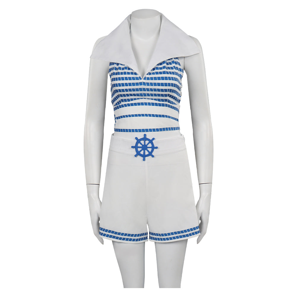 Adulte Film Barbie Barbie Robe De Plage Rayée Bleue Cosplay Costume