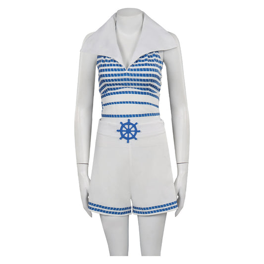 Adulte Film Barbie Barbie Robe De Plage Rayée Bleue Cosplay Costume
