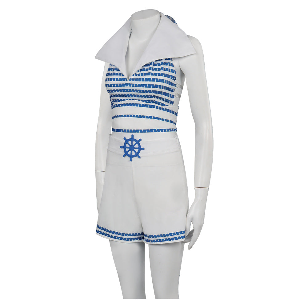 Adulte Film Barbie Barbie Robe De Plage Rayée Bleue Cosplay Costume