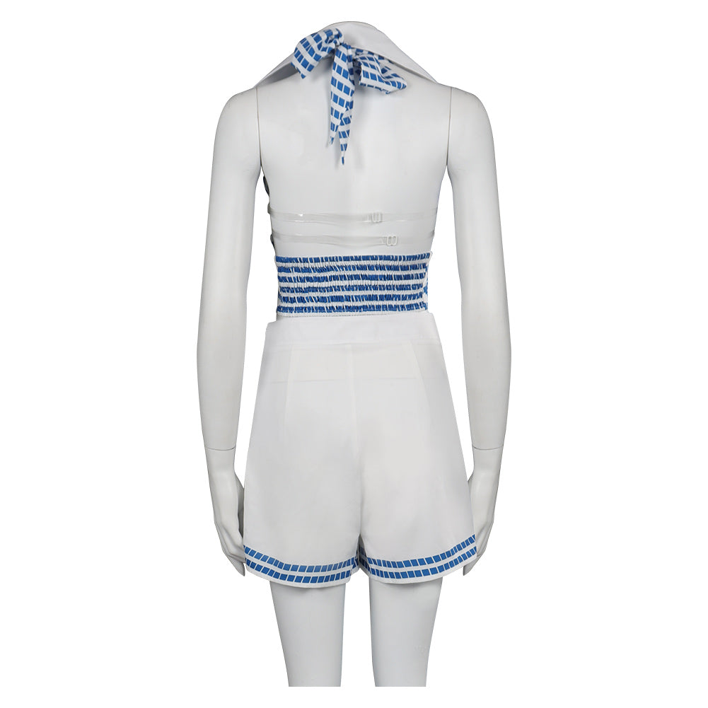 Adulte Film Barbie Barbie Robe De Plage Rayée Bleue Cosplay Costume
