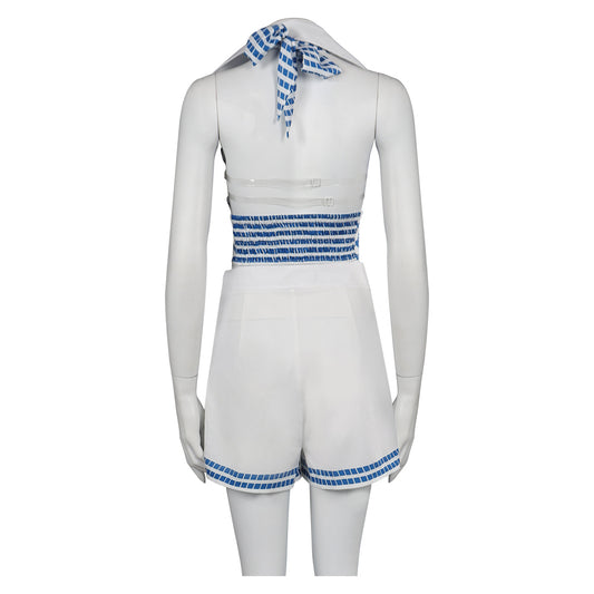 Adulte Film Barbie Barbie Robe De Plage Rayée Bleue Cosplay Costume