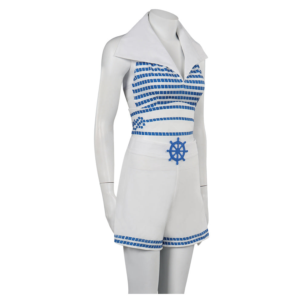 Adulte Film Barbie Barbie Robe De Plage Rayée Bleue Cosplay Costume
