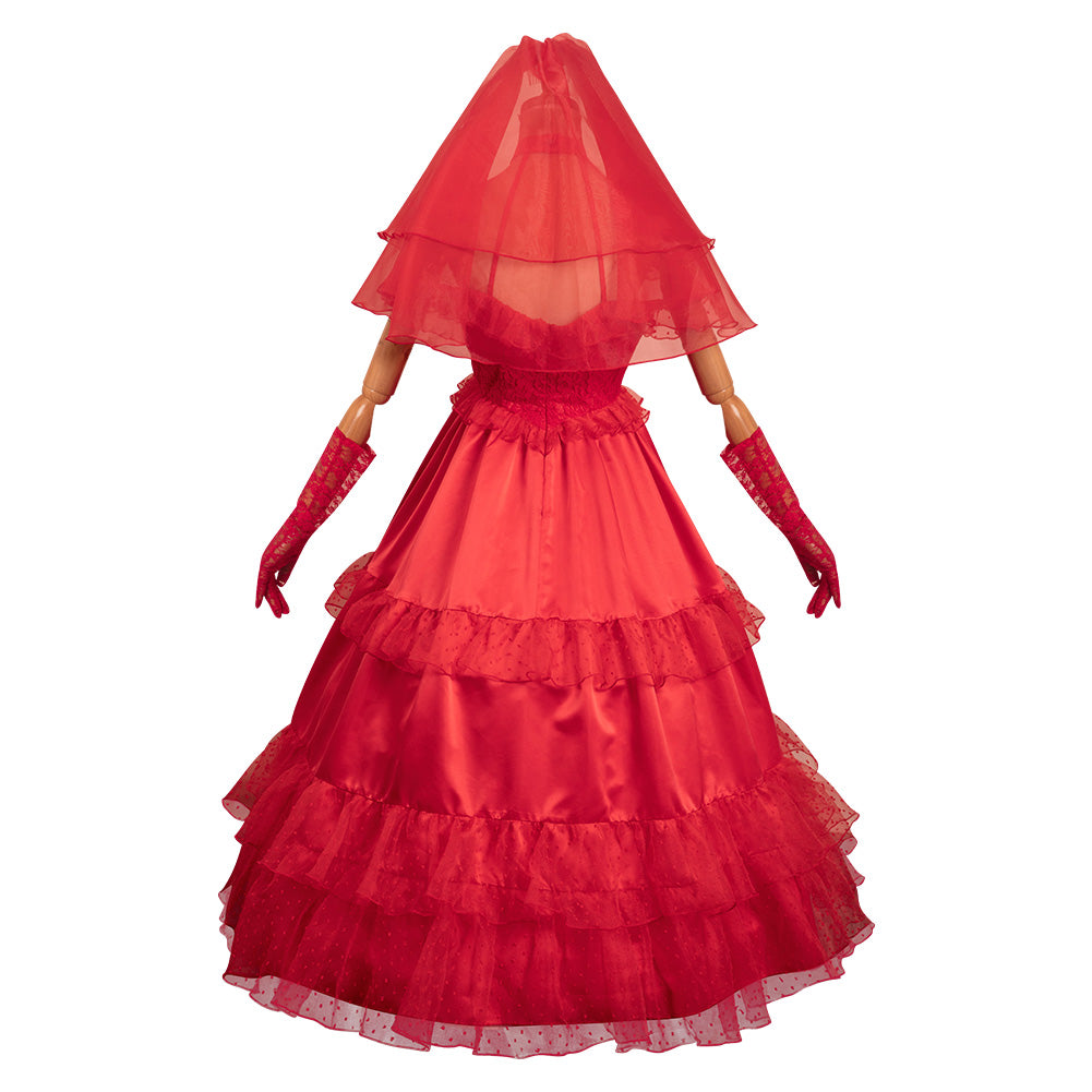 Beetlejuice Lydia Deetz Robe de Mariage Rouge Design Original Cosplay Costume