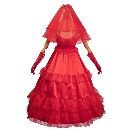 Beetlejuice Lydia Deetz Robe de Mariage Rouge Design Original Cosplay Costume