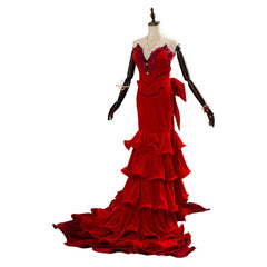 Aerith Cosplay Final Fantasy VII Remake FF7 Aeris Gainsborough Robe Rouge Cosplay Costume