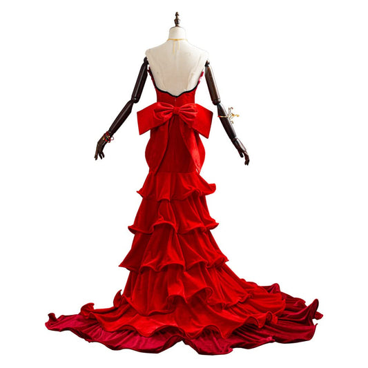 Aerith Cosplay Final Fantasy VII Remake FF7 Aeris Gainsborough Robe Rouge Cosplay Costume