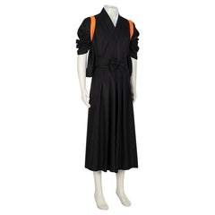 Déguisement Haikyuu Karasuno High Kimono Costume Noir avec Bretelles Oranges