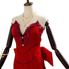 Aerith Cosplay Final Fantasy VII Remake FF7 Aeris Gainsborough Robe Rouge Cosplay Costume