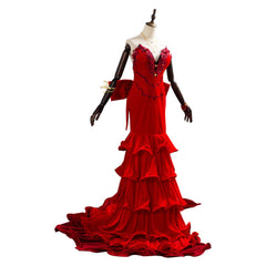 Aerith Cosplay Final Fantasy VII Remake FF7 Aeris Gainsborough Robe Rouge Cosplay Costume
