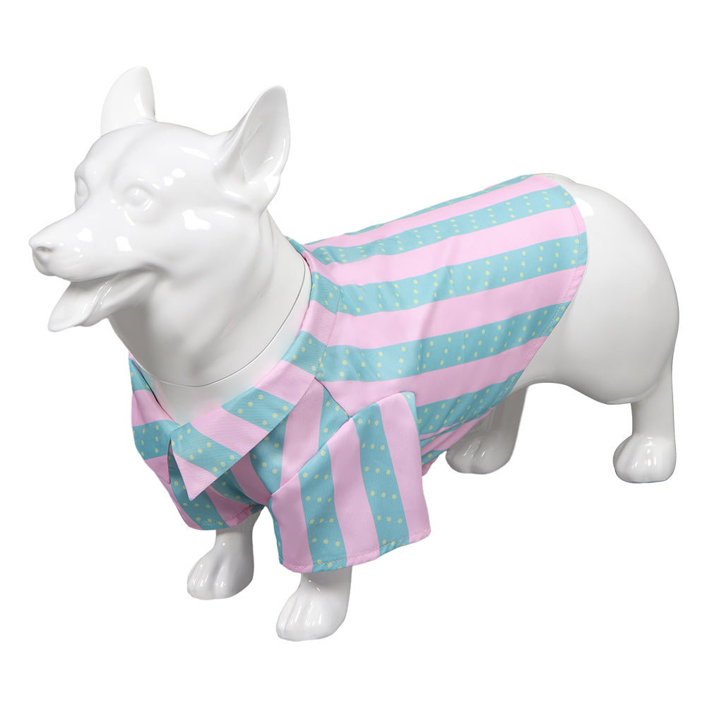 Film Barbie Ken Chemise Imprimée Rayures Roses et Vertes Costume Pour Animal