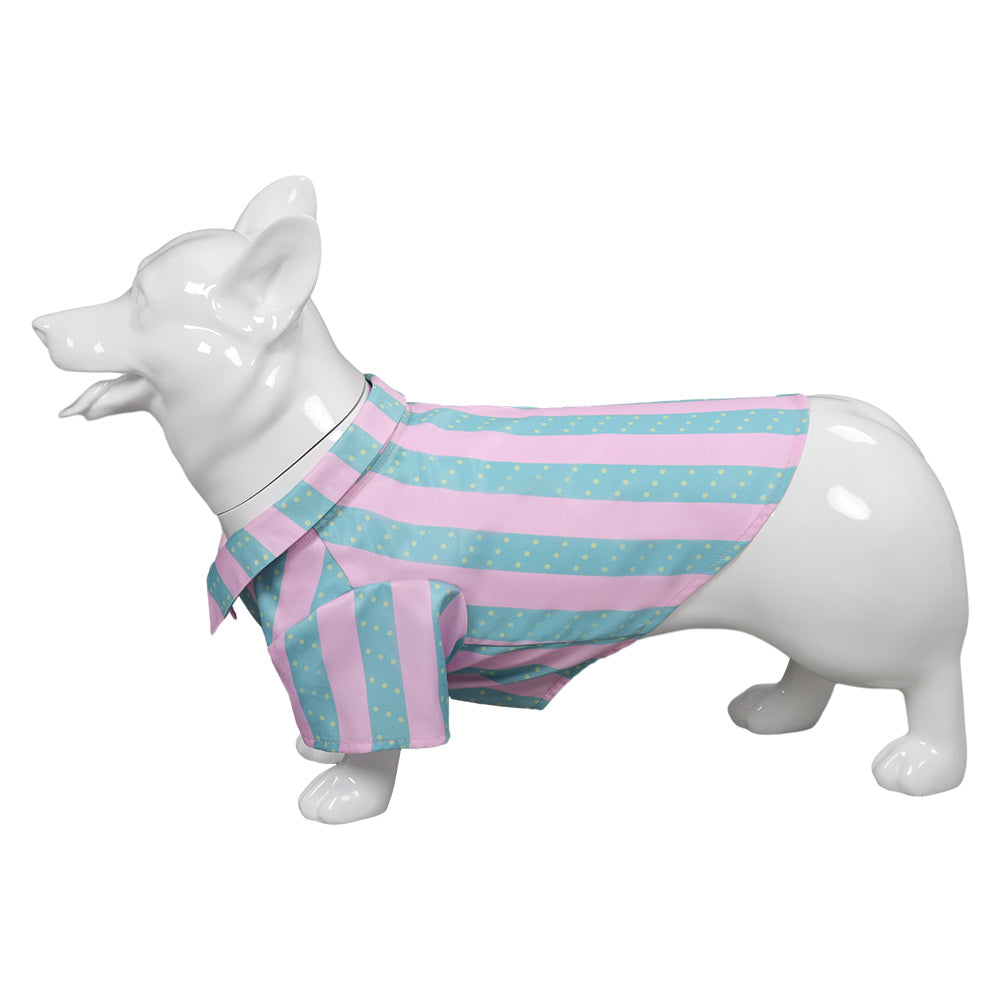 Film Barbie Ken Chemise Imprimée Rayures Roses et Vertes Costume Pour Animal